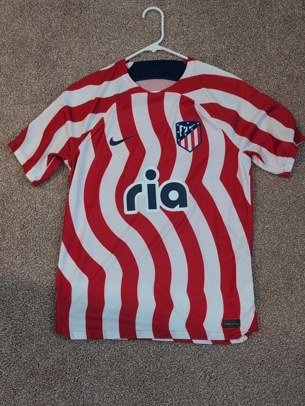 Nike Atletico Madrid Red & White Wavy Stripe Soccer Jersey